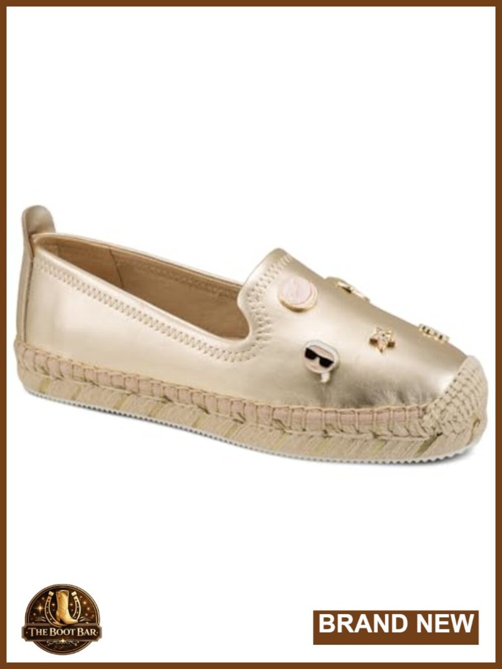 Slip on Espadrille Sandal with Pins - Flat, Closed Toe